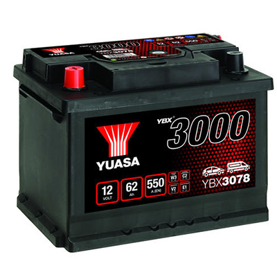 Starting Battery Yuasa YBX3078 12V 62Ah 550A(EN) in the group CAR & MC / START BATTERIES at TH Pettersson AB (105-YBX3078)