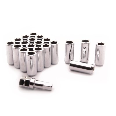 Set of SILVER star lug nuts 1/2 UNF + Key in the group WHEELS / RIMS / WHEEL ACCESSORIES / WHEEL BOLTS / WHEEL NUTS at TH Pettersson AB (210-LN12UNFKS)
