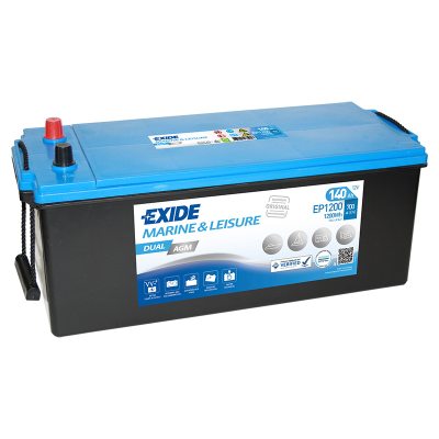 Battery EP1200 EXIDE DUAL AGM 140Ah 1200Wh 700A(EN) in the group MARINE & HOBBY / CONSUMPTION BATTERIES at TH Pettersson AB (32-EP1200)