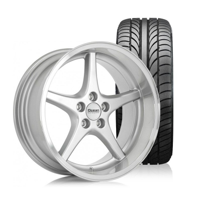 Ocean MK18 Silver 2st 8,5x18 + 2st 8,5x19 5x108 ET6 NAV 65,1 - Monterat och balanserat med 225/35R18 + 225/30R19 Tracmax sommardck in the group WHEELS / RIMS / COMPLETE WHEEL KITS / WHEEL KITS at TH Pettersson AB (FYND-049)