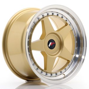 Japan Racing JR6 17x9 ET20-35 Undrilled Gold w/Machined Lip