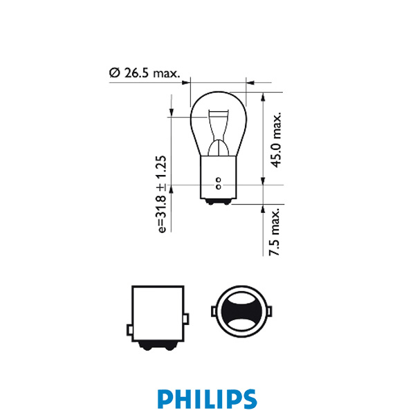 2 Ampoules PHILIPS P21/5W 21W/5W 12 V