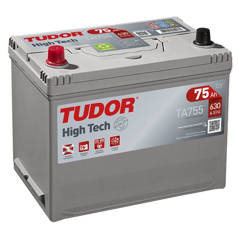 Starting Battery TA755 TUDOR EXIDE HIGH TECH 75Ah 630A EN