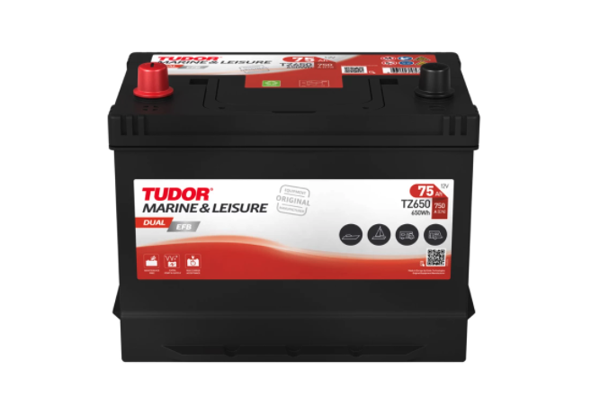 Leisure Battery TZ650 TUDOR EXIDE DUAL 75Ah 650Wh 750A EN