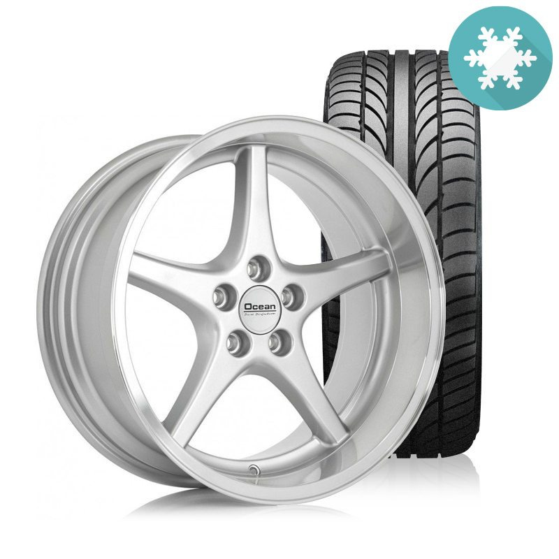 Ocean MK18 Silver 8,5x18 5x108 ET6 HUB 65,1 - Complete with winter tires