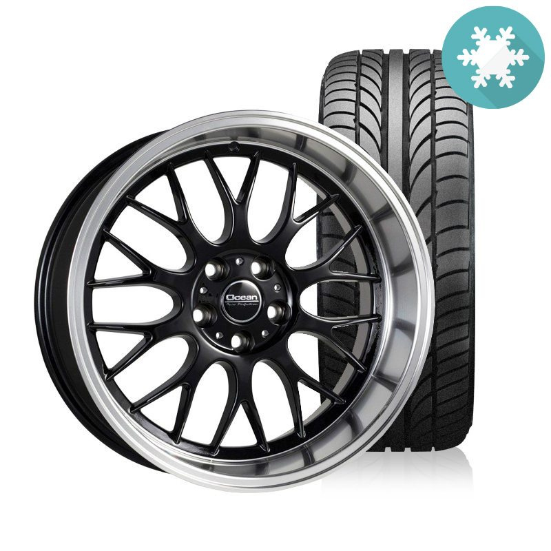 Ocean Super DTM Black 8,5x18 5x108 ET6 HUB 65,1 - Complete with winter tires