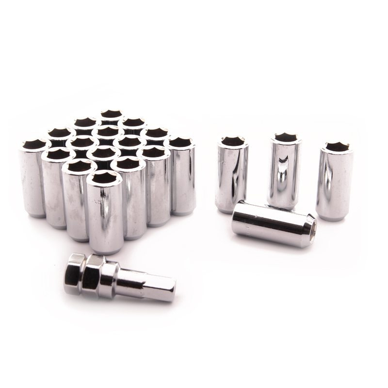 Set of SILVER star lug nuts 1/2 UNF + Key