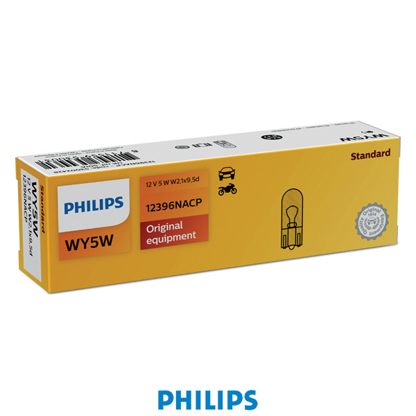 Philips Light bulb 12V 5W W2,1x9,5d gul, 2-pc