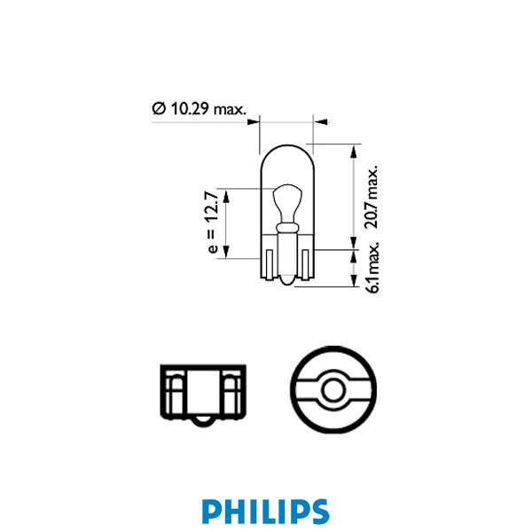 Philips Light bulb 12V 5W W2,1x9,5d