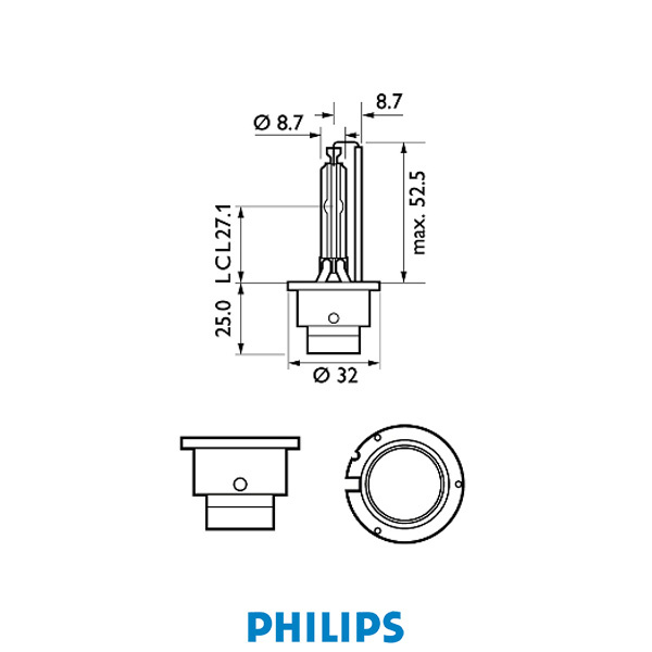 Philips Gas Discharge Lamp D2S Vision 35W 4600K Xenon P32d-2