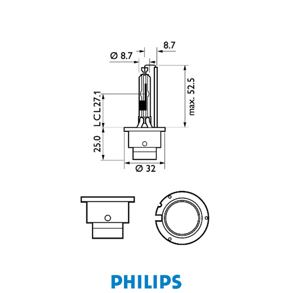 Philips Gas Discharge Lamp D2R Vision 35W 4600K Xenon P32d-3