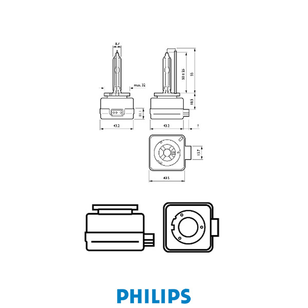 Philips Gas Discharge Lamp D1S X-tremeVision 35W 4800K Xenon +150%