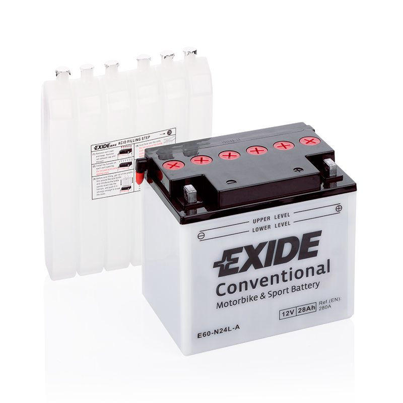 Motorcycle battery 4522 EXIDE MC E60-N24L-A 28Ah 280A(EN)