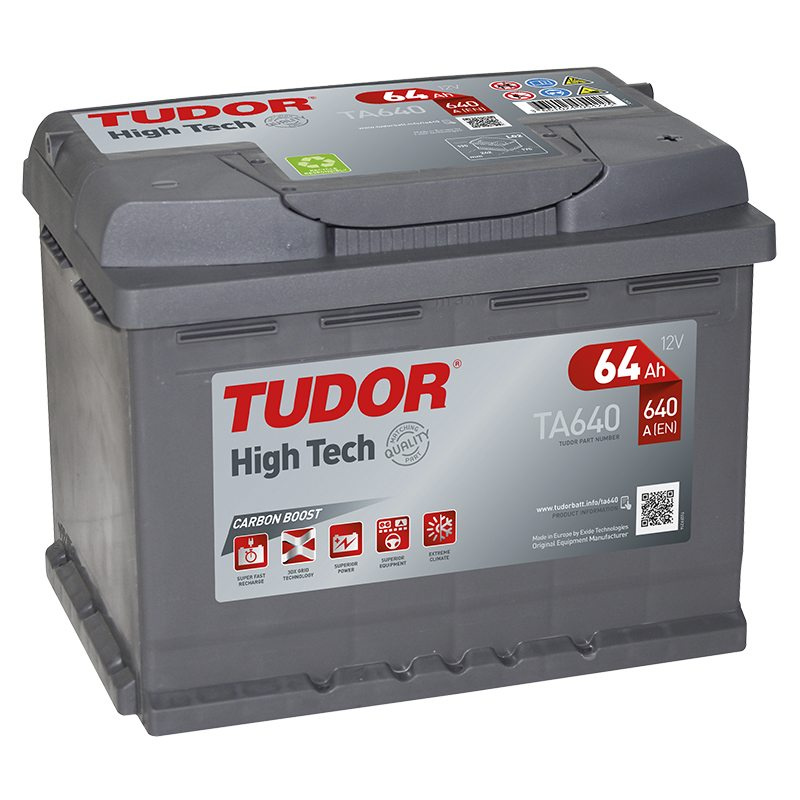Starting Battery TA640 TUDOR EXIDE HIGH-TECH 64Ah 640A(EN)