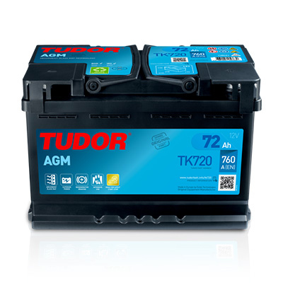 Starting Battery TK720 TUDOR EXIDE START-STOP AGM 72Ah 760A(EN)